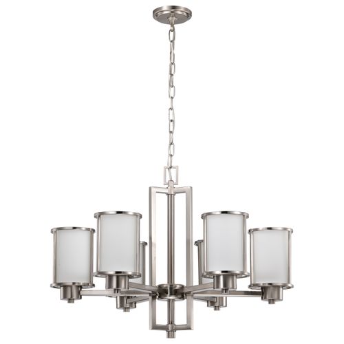 Main product image of Odeon 6 Light (convertible up/down) Chandelier w/ Satin White Glass