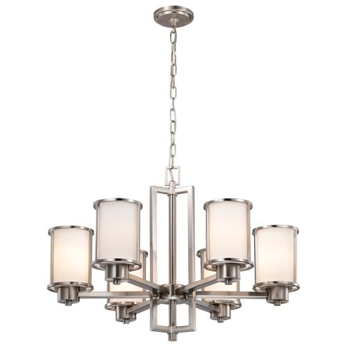 Main product image of Odeon 6 Light (convertible up/down) Chandelier w/ Satin White Glass