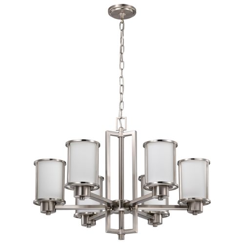 Main product image of Odeon 6 Light (convertible up/down) Chandelier w/ Satin White Glass