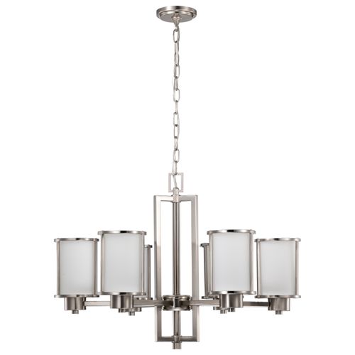 Main product image of Odeon 6 Light (convertible up/down) Chandelier w/ Satin White Glass