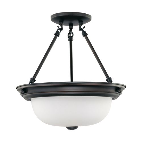 Main product image of 2 Light 13" Semi-Flush w/ Frosted White Glass