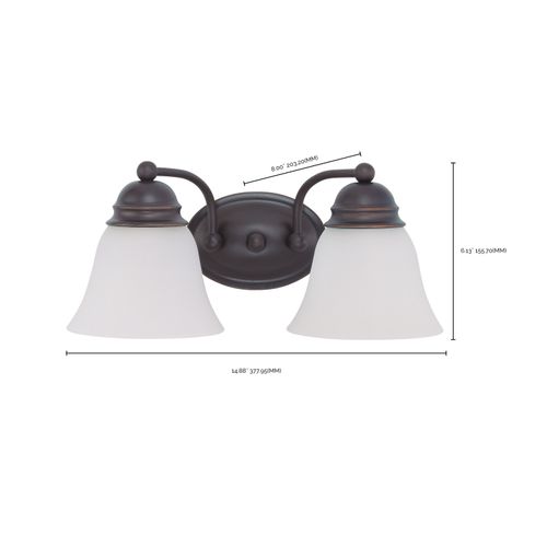 Main product image of Empire 2 Light 15" Vanity w/ Frosted White Glass