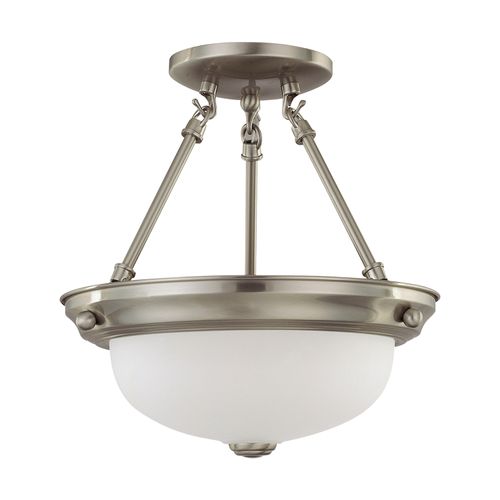 Main product image of 2 Light 11" Semi-Flush w/ Frosted White Glass
