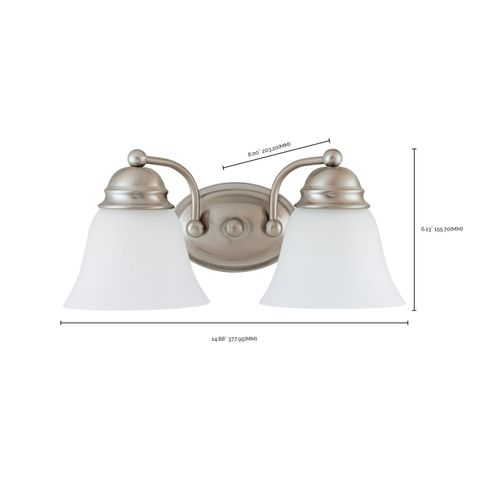 Main product image of Empire 2 Light 15" Vanity w/ Frosted White Glass