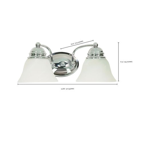 Main product image of Empire 2 Light 15" Vanity w/ Alabaster Glass Bell Shades
