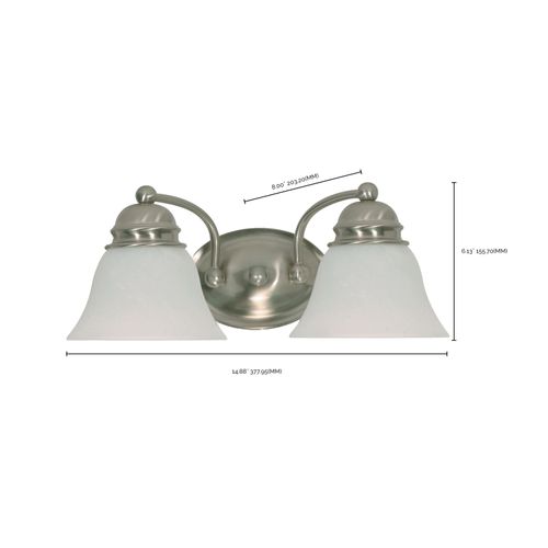 Main product image of Empire 2 Light 15" Vanity w/ Alabaster Glass Bell Shades