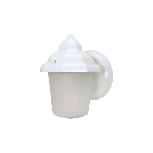 Main product image of 1 Light 8-7/8" Wall Lantern Hood Lantern w/ Satin Frosted Glass Color retail packaging