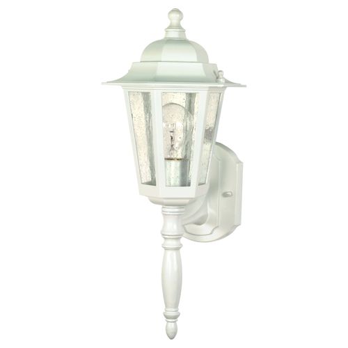 Main product image of Cornerstone 1 Light 18" Wall Lantern w/ Clear Seed Glass Color retail packaging