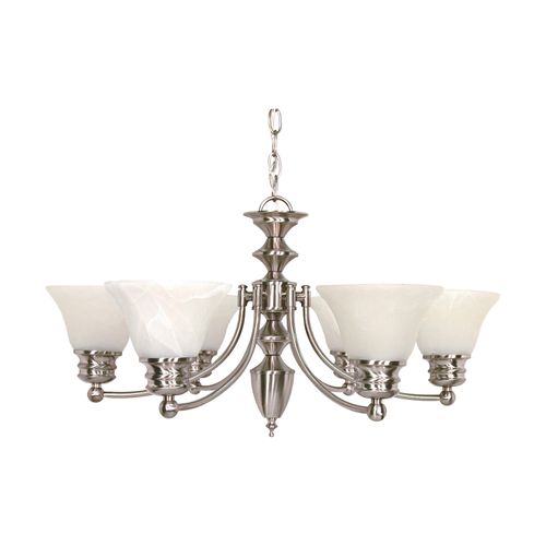 Main product image of Empire 6 Light 26" Chandelier w/ Alabaster Glass Bell Shades