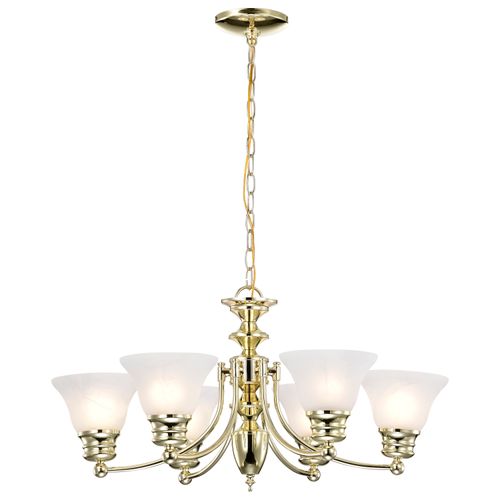 Main product image of Empire 6 Light 26" Chandelier w/ Alabaster Glass Bell Shades
