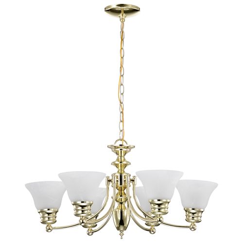 Main product image of Empire 6 Light 26" Chandelier w/ Alabaster Glass Bell Shades