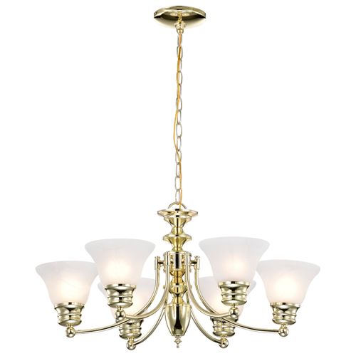 Main product image of Empire 6 Light 26" Chandelier w/ Alabaster Glass Bell Shades