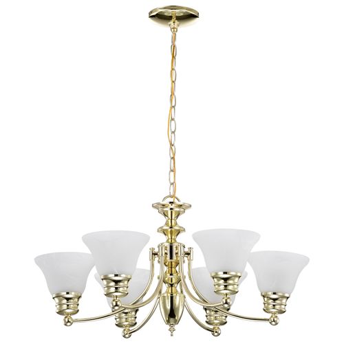 Main product image of Empire 6 Light 26" Chandelier w/ Alabaster Glass Bell Shades