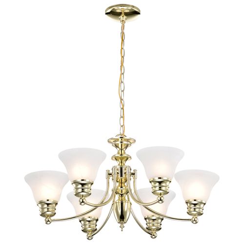 Main product image of Empire 6 Light 26" Chandelier w/ Alabaster Glass Bell Shades