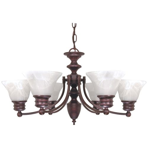 Main product image of Empire 6 Light 26" Chandelier w/ Alabaster Glass Bell Shades