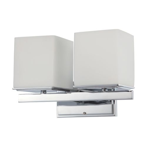 Main product image of Bento 2 Light Vanity Fixture w/ Satin White Glass