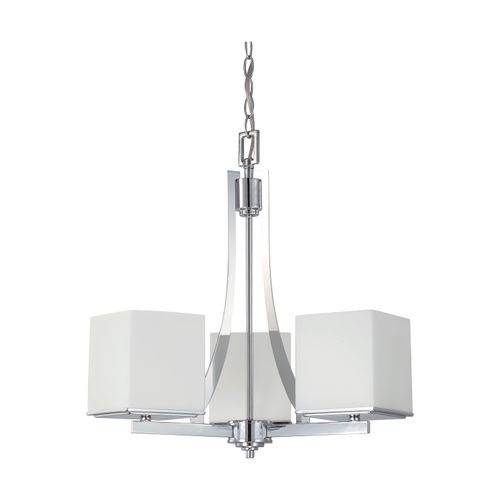 Main product image of Bento 3 Light Chandelier w/ Satin White Glass