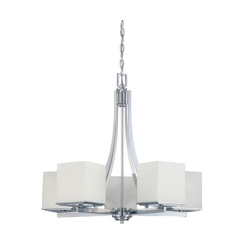 Main product image of Bento 5 Light Chandelier w/ Satin White Glass