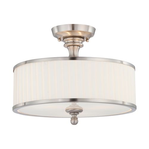 Main product image of Candice 3 Light Semi-Flush Fixture w/ Pleated White Shade
