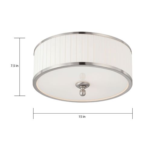 Main product image of Candice 3 Light Flush Dome Fixture w/ Pleated White Shade