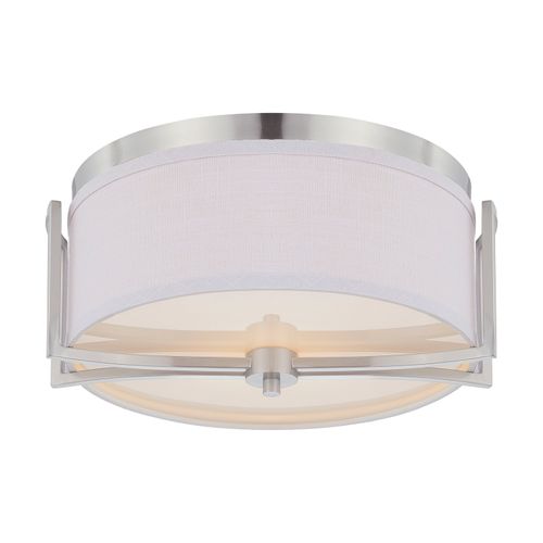 Main product image of Gemini 2 Light Flush Dome Fixture w/ Slate Gray Fabric Shade