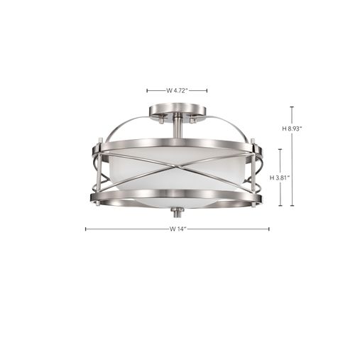 Main product image of Ginger 2 Light Semi-Flush w/ Etched Opal Glass