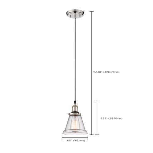 Main product image of Vintage 1 Light Pendant w/ Clear Glass Vintage Lamp Included