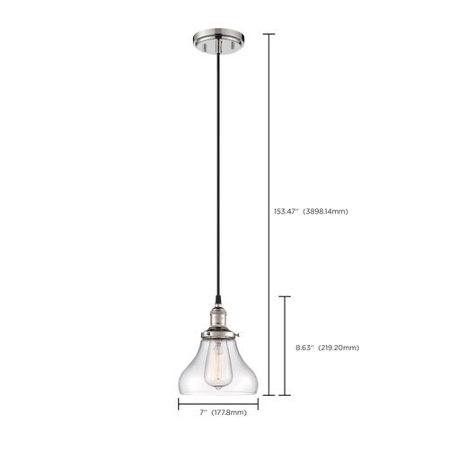 Main product image of Vintage 1 Light Pendant w/ Clear Glass Vintage Lamp Included