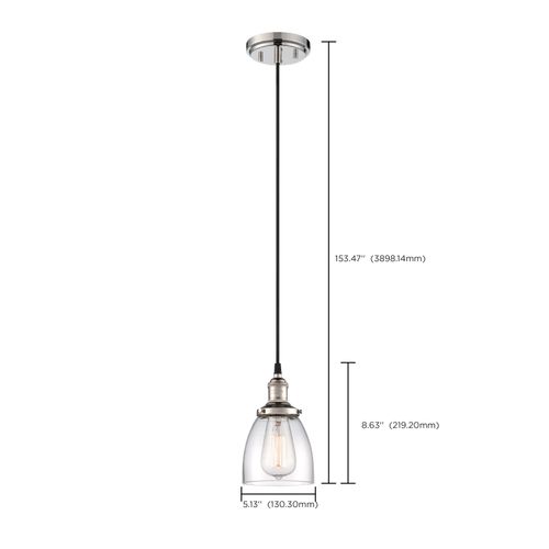 Main product image of Vintage 1 Light Pendant w/ Clear Glass Vintage Lamp Included