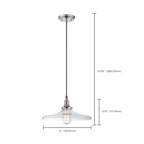 Main product image of Vintage 1 Light Pendant w/ Clear Glass Vintage Lamp Included
