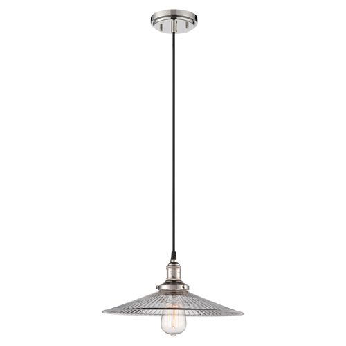 Main product image of Vintage 1 Light Pendant w/ Clear Ribbed Glass Vintage Lamp Included