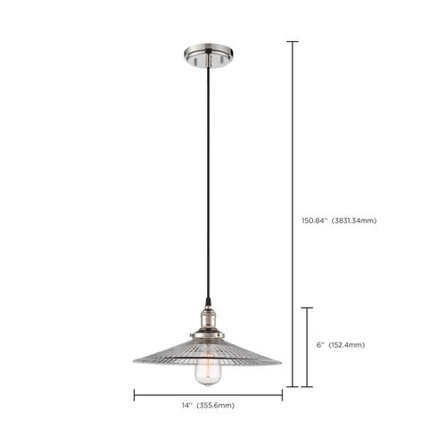 Main product image of Vintage 1 Light Pendant w/ Clear Ribbed Glass Vintage Lamp Included