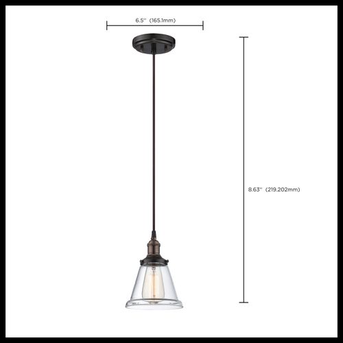 Main product image of Vintage 1 Light Pendant w/ Clear Glass Vintage Lamp Included