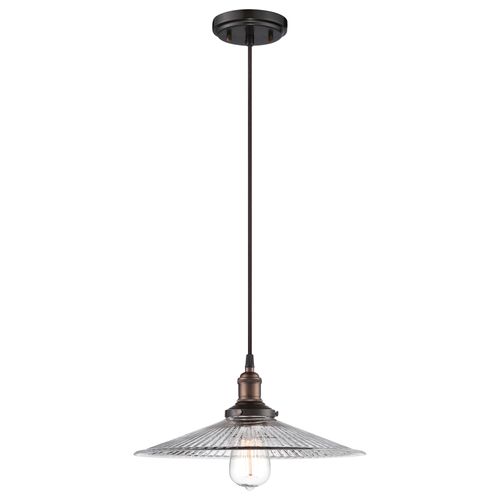 Main product image of Vintage 1 Light Pendant w/ Clear Ribbed Glass Vintage Lamp Included