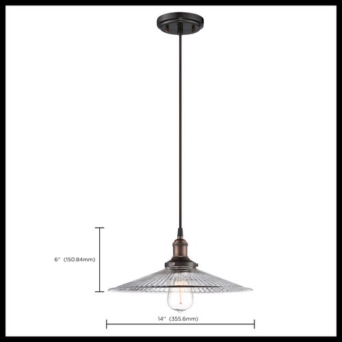 Main product image of Vintage 1 Light Pendant w/ Clear Ribbed Glass Vintage Lamp Included