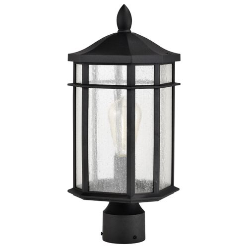 Main product image of Raiden Collection Outdoor 18 inch Post Light Pole Lantern Matte Black Finish w/ Clear Seedy Glass