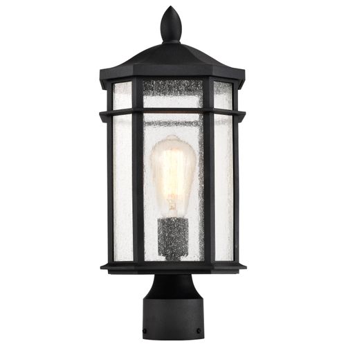 Main product image of Raiden Collection Outdoor 18 inch Post Light Pole Lantern Matte Black Finish w/ Clear Seedy Glass