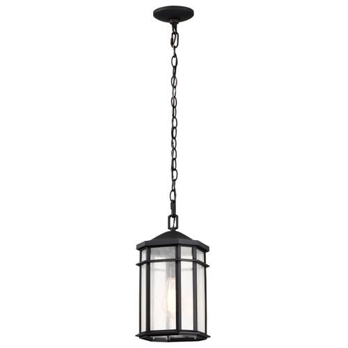 Main product image of Raiden Collection Outdoor 14.5 inch Hanging Light Matte Black Finish w/ Clear Seedy Glass