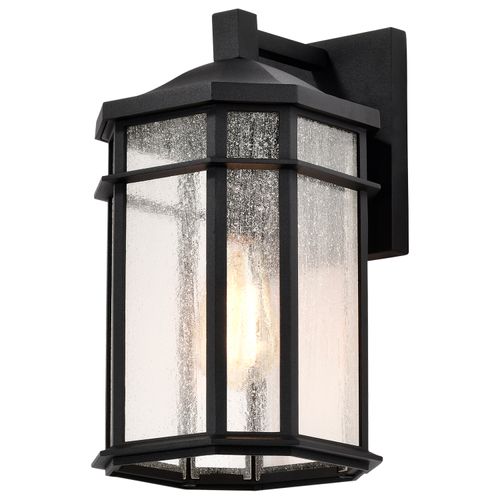 Main product image of Raiden Collection Outdoor 14 inch Wall Light Matte Black Finish w/ Clear Seedy Glass