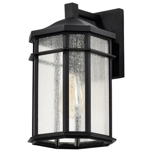 Main product image of Raiden Collection Outdoor 14 inch Wall Light Matte Black Finish w/ Clear Seedy Glass