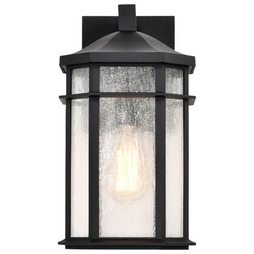 Main product image of Raiden Collection Outdoor 14 inch Wall Light Matte Black Finish w/ Clear Seedy Glass