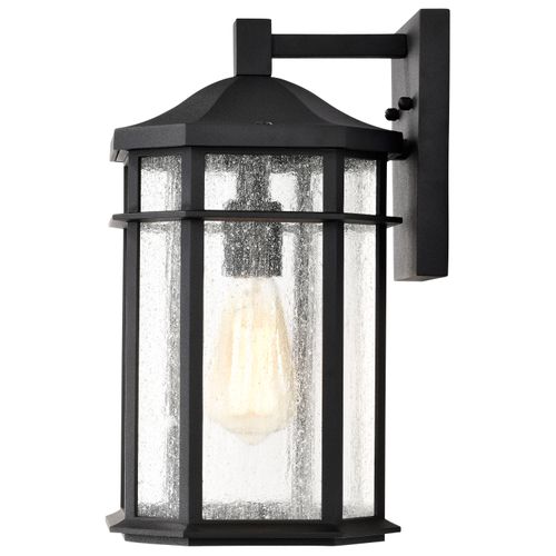 Main product image of Raiden Collection Outdoor 14 inch Wall Light Matte Black Finish w/ Clear Seedy Glass