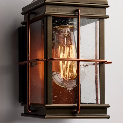 Main product image of Howell 1 Light Small Outdoor Wall Fixture w/ 60W Vintage Lamp Included Bronze w/ Copper Accents Finish