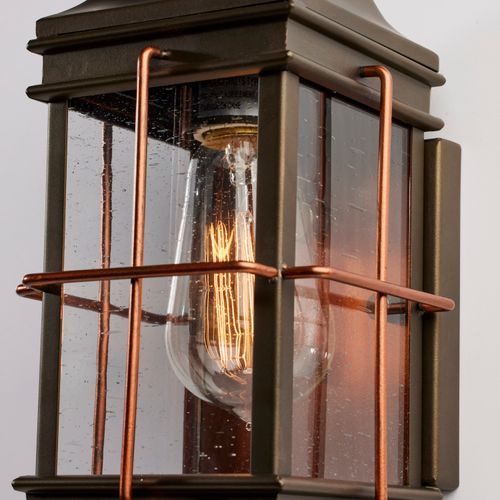 Main product image of Howell 1 Light Small Outdoor Wall Fixture w/ 60W Vintage Lamp Included Bronze w/ Copper Accents Finish