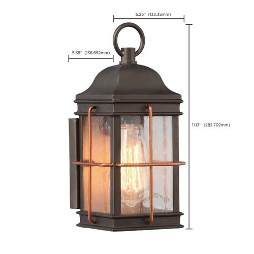 Main product image of Howell 1 Light Small Outdoor Wall Fixture w/ 60W Vintage Lamp Included Bronze w/ Copper Accents Finish