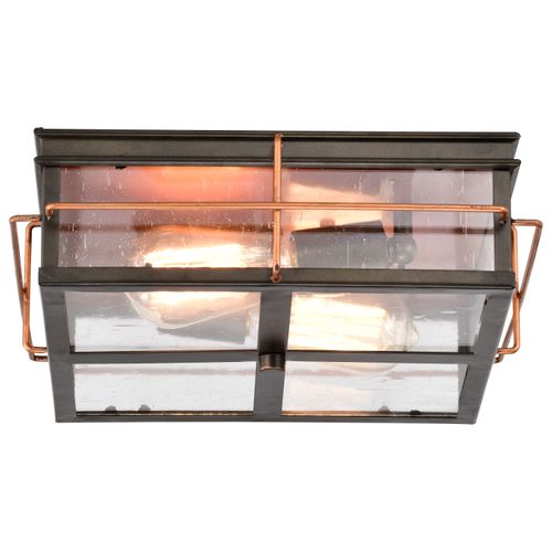 Main product image of Howell 2 Light Outdoor Flush Fixture w/ 60W Vintage Lamps Included Bronze w/ Copper Accents Finish