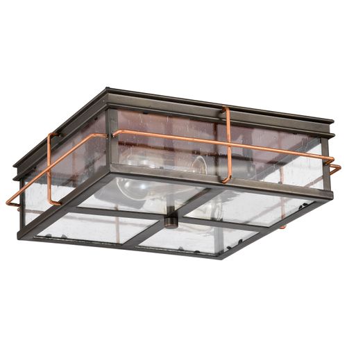 Main product image of Howell 2 Light Outdoor Flush Fixture w/ 60W Vintage Lamps Included Bronze w/ Copper Accents Finish