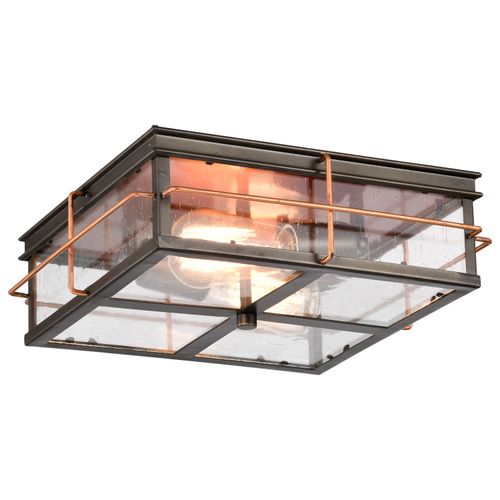 Main product image of Howell 2 Light Outdoor Flush Fixture w/ 60W Vintage Lamps Included Bronze w/ Copper Accents Finish