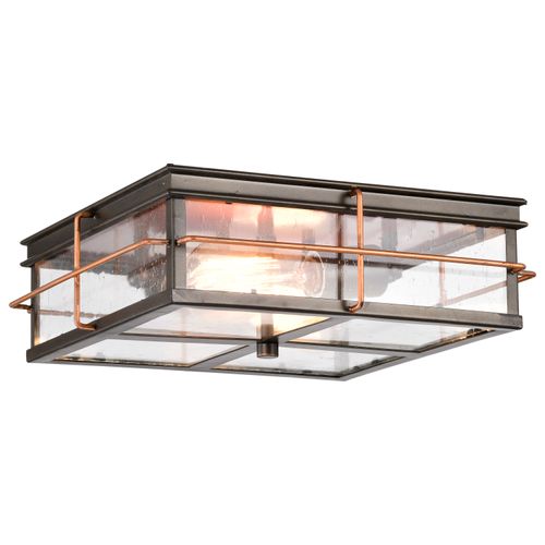 Main product image of Howell 2 Light Outdoor Flush Fixture w/ 60W Vintage Lamps Included Bronze w/ Copper Accents Finish