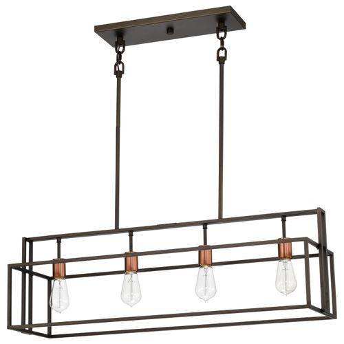 Main product image of Lake 4 Light Island Pendant Forest Bronze w/ Copper Accents Finish